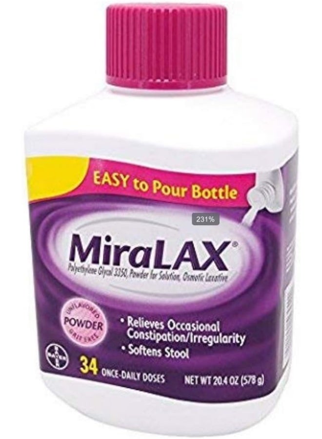 MiraLAX Powder Laxative, 34 Doses, 20.4Oz - Image 1